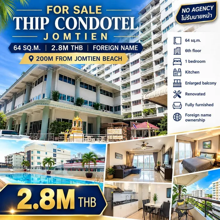 1 Bedroom Condo for sale at Jomtien Thip Condotel