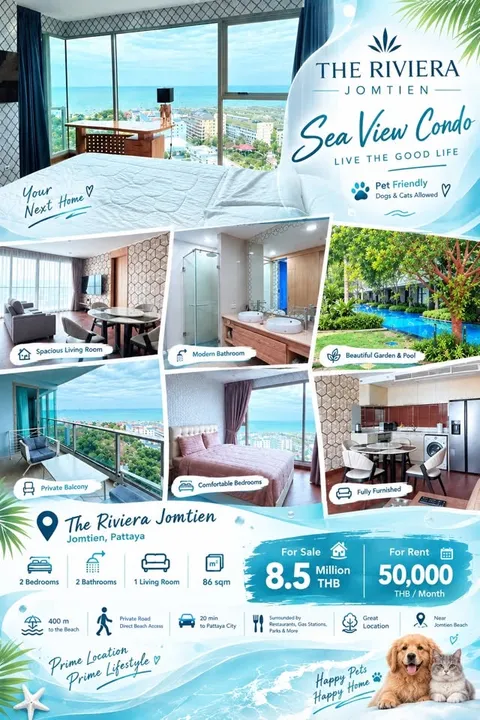 2 Bedroom Condo for sale at The Riviera Jomtien