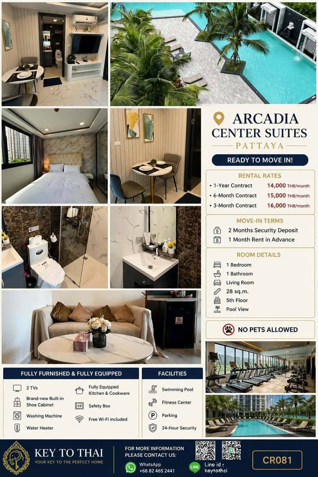 1 Bedroom Condo for rent at Arcadia Center Suites